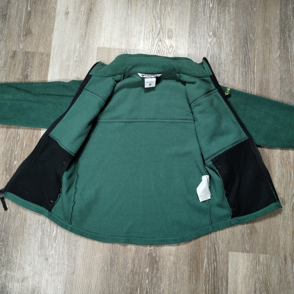 VTG Columbia 10/12 Youth 90s Oregon Ducks Football Fleece Jacket Green Full Zip - Picture 3 of 15